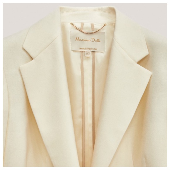 NWT. Massimo Dutti Ivory Wool Blazer. Size 4 - Picture 3 of 11